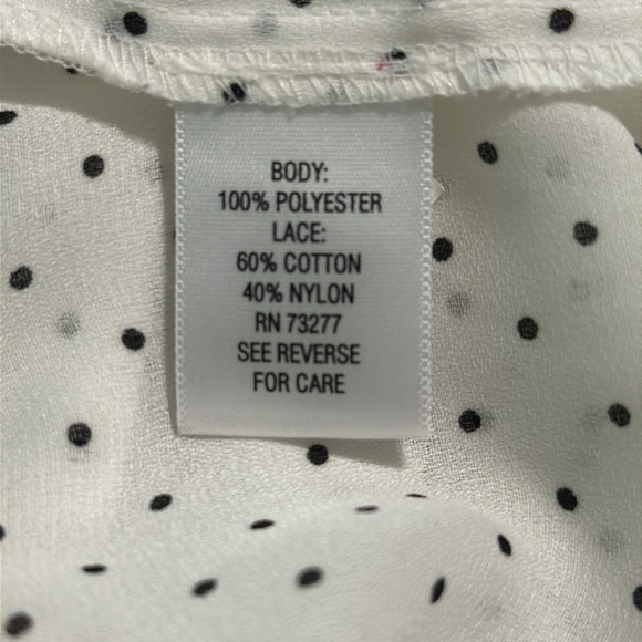 Candies Polka Dot black and white blouse Size Large with roll tab sleeves. - Picture 8 of 8